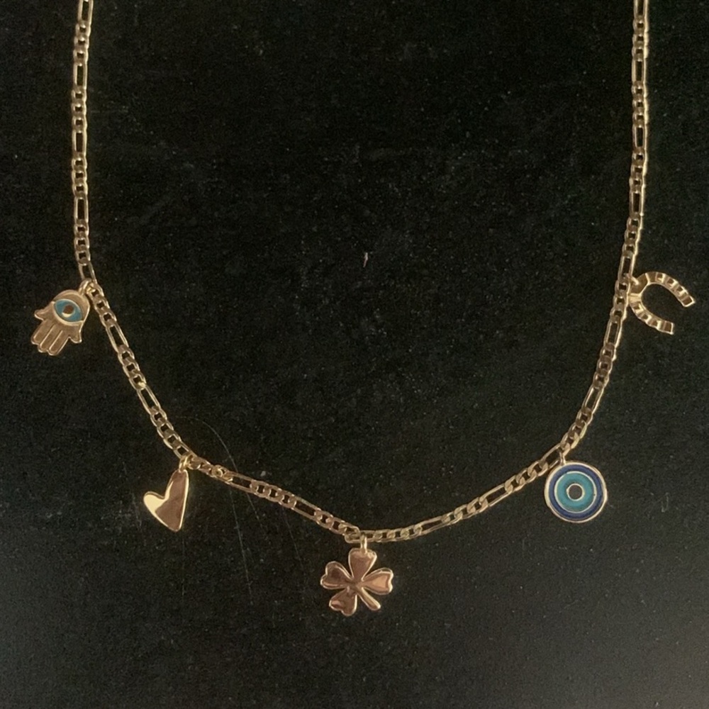 Jenny BIRD Gold Charm GOOD Luck Necklace